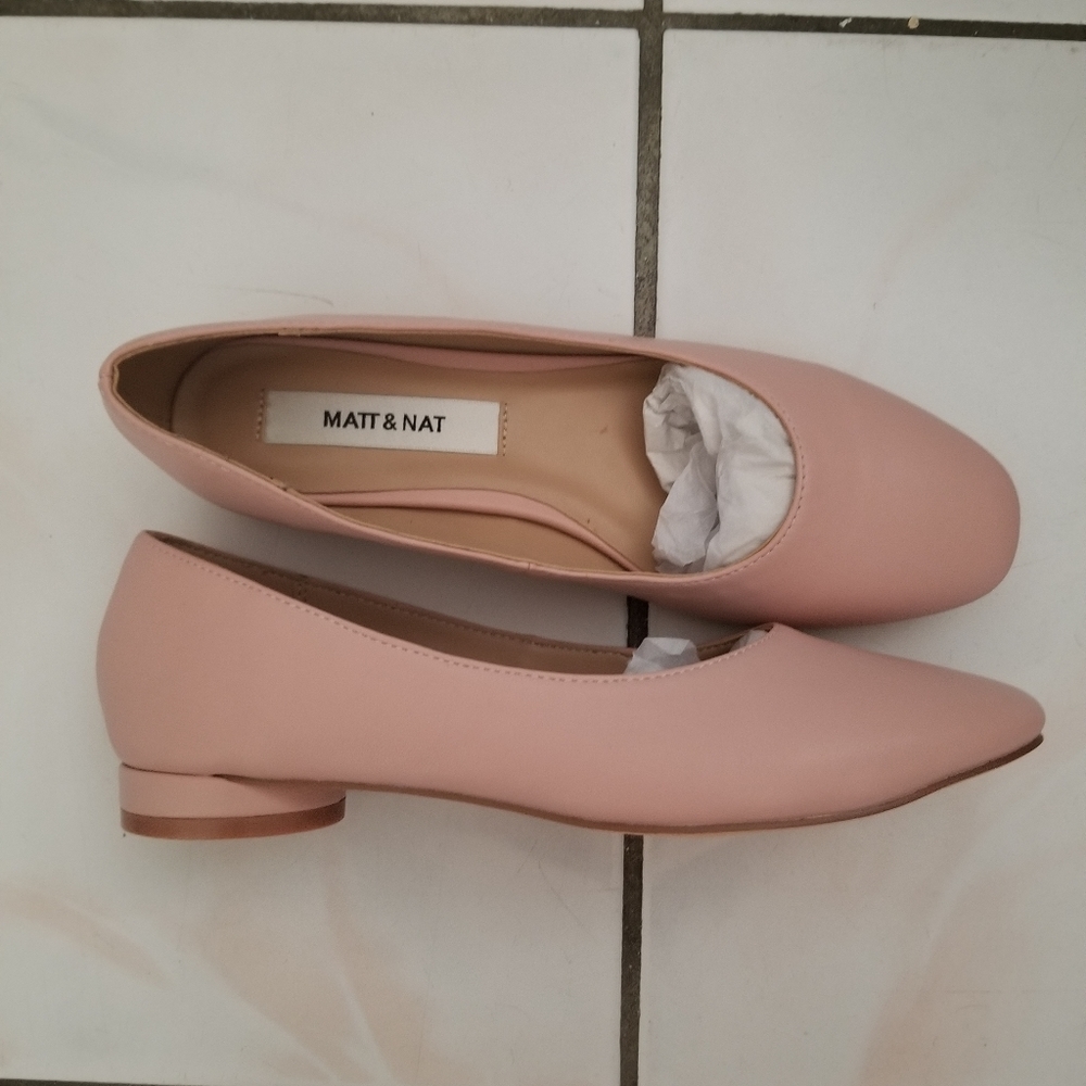 Size 37 Matt & Nat (vegan) flats, pale pink
